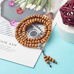 Круглый браслет из бусин мала из натурального дерева BJEW-JB06907