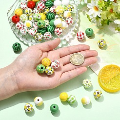 100 шт. 10 стиля деревянные европейские бусины с фруктовым принтом&nbsp;WOOD-YW0001-86