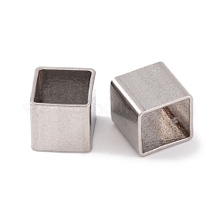 変色しない304ステンレススチールヨーロピアンビーズ  大穴ビーズ  キューブ  ステンレス鋼色  8x8x8mm  穴：6x6mm&nbsp;FIND-Q103-05A-P