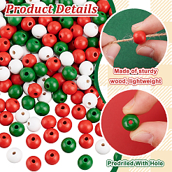 600 шт. 3-х цветные рождественские бусины из натурального дерева WOOD-GA0001-57