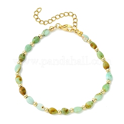 Tropfenförmige Armbänder aus natürlichem Chalcedon und Messingperlen für Damen&nbsp;BJEW-JB13960-01