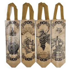 Печатные нетканые многоразовые складные подарочные пакеты для винных бутылок с ручкой ABAG-C012-05