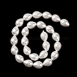 電気めっきシェルパールビーズ連売り  涙の形  ホワイト  15~16x12mm  穴：1.2mm  約26個/連  15.94''（40.5センチメートル）&nbsp;SH-CBA6AE6-01B