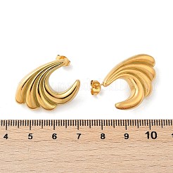 Boucles d'oreilles à tige en acier inoxydable 304 en forme de vague de mer&nbsp;EJEW-M073-07G-02