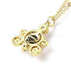 Collana pendente carrozza zucca in zirconi cubici con perline di cristallo sintetico&nbsp;NJEW-G016-01B