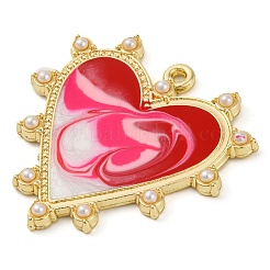 Подвески из сплава с рисунком «пятна» и искусственным жемчугом из АБС-пластика PALLOY-S034-03KCG-B