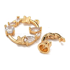 Латунные микро проложить кубического циркония раз за застежками&nbsp;KK-U037-30G-03
