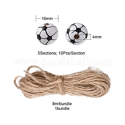 50 шт. 5 стиля европейские бусины с принтом из натурального дерева WOOD-YW0001-06