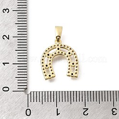 真鍮キュービックジルコニアチャーム  馬蹄チャーム  長持ちメッキ  18KGP本金メッキ  14x13x2mm  穴：5x3mm&nbsp;KK-B187-19G