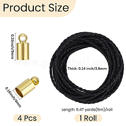Cordones de cuero sintético trenzado redondo de 5 m&nbsp;WL-CL0001-33A