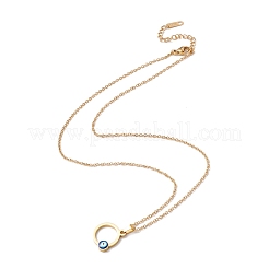 Кольцо из нержавеющей стали 304 с ионным покрытием (IP) с подвеской от сглаза и эмалью для женщин NJEW-P262-22G