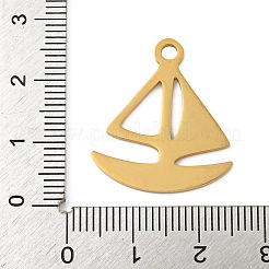 イオンプレーティング（IP）304ステンレスペンダント  レーザー切断  ゴールドカラー  船  25x22x1mm  穴：3mm&nbsp;STAS-B056-22G-02