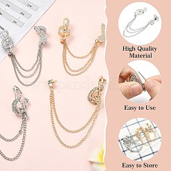 4 шт. 4 стиля хрустальные стразы двойная музыкальная нота с безопасной цепочкой подвеска свитер брошь булавка JEWB-CJ0001-63