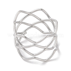 Anelli da dito a forma di onda in acciaio inossidabile 304 anti-ossidazione per le donne&nbsp;RJEW-G315-07D-P