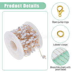 Kits para hacer collares y cadenas hechos a mano con cuentas de imitación de perlas ABS de latón y diy&nbsp;DIY-HS0001-65A