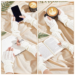 3 пара длинных трикотажных перчаток без пальцев из акриловых волокон двух цветов AJEW-GA0008-18