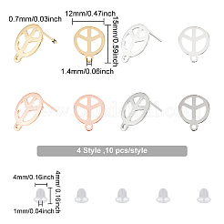 40 шт. 4 цвета 201 нержавеющая сталь фурнитура для сережек-гвоздиков STAS-DC0009-82