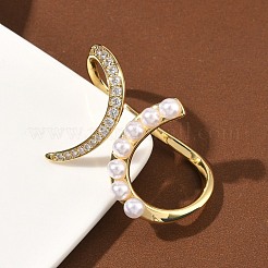 Открытые кольца манжеты из латуни с микропаве и кубическим цирконием&nbsp;RJEW-C158-03G