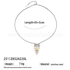 Zweifarbige Herzanhänger-Halsketten aus Edelstahl 304 für Damen&nbsp;WG2A018-02