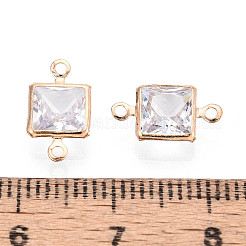 Латунные подвески-звенья/соединители с прозрачными кубическими циркониями&nbsp;ZIRC-T017-07KCG