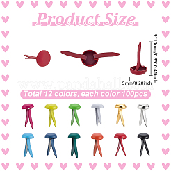 1200 шт. 12-х цветные плоские круглые железные гвозди&nbsp;FIND-PH0027-44