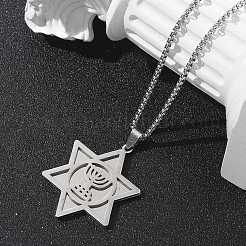 Colliers avec pendentif étoile de David en acier inoxydable pour Hanoukka 201&nbsp;NJEW-Z058-02P