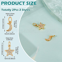 2 Stück 2 Stile Messing Micro Pave Zirkonia Charms&nbsp;KK-TADJ0001-02