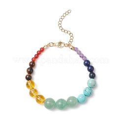 Круглые браслеты из бусин 7 чакры: натуральный аметист BJEW-TA00632