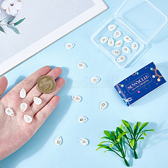 26 шт. 26 стиля подвески-слезинки из натуральной ракушки с золотистыми металлическими буквами&nbsp;SHEL-SC0001-93