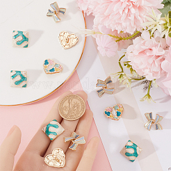 12 шт. 3 стильных пуговиц-бантов/сердец/квадратов с 1 отверстиями из сплава с эмалированной ножкой BUTT-GF0003-81