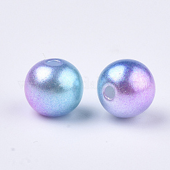 Perles en plastique imitation perles arc-en-abs&nbsp;X1-OACR-Q174-10mm-02