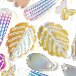 50 шт. 10 стиля прозрачные стеклянные подвески с распылительной росписью&nbsp;GLAA-FS0001-07