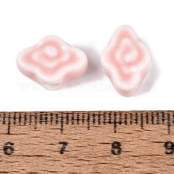 手作りの陶器ビーズ  光沢釉の磁器  雲  ピンク  9~10x13~14x5~6mm  穴：1.6~1.8mm&nbsp;PORC-Q008-09H