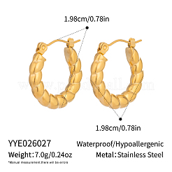 304ステンレススチールツイストフープピアス（女性用）  18KGP本金メッキ  19.8x19.8mm&nbsp;RA3351