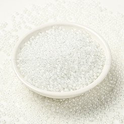 MIYUKIラウンドロカイユビーズ  日本製シードビーズ  （rr1104)ホワイトラインドクリスタル  8/0  3mm  穴：1mm  約422~455PCS /ボトル  10 G /ボトル&nbsp;SEED-JP0009-RR1104