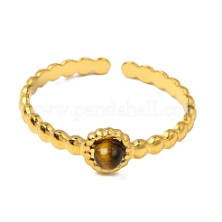 Runde Fingerringe aus natürlichem Tigerauge&nbsp;RJEW-Q822-50G-01