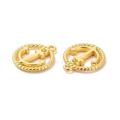 ラックメッキ合金ペンダント  カドミウムフリー＆鉛フリー＆ニッケルフリー  錨チャーム付きラウンドリング  マットゴールドカラー  18x16.5x2mm  穴：1.4mm&nbsp;FIND-I036-05MG