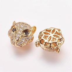 Латунные микро проложить кубического циркония леопарда бусы ZIRC-L007-41G