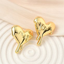 Серьги-гвоздики из латуни в форме тающего сердца EJEW-F389-09G