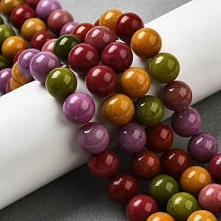 Billes de jade naturelles de teint en malaisades teintes&nbsp;G-G021-02C-14