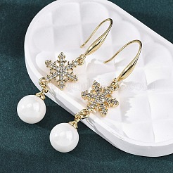 Серьги с подвесками из латуни с прозрачным фианитом и прозрачным фианитом EJEW-F362-05G