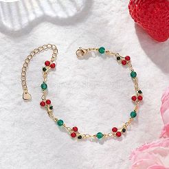 Комплекты браслетов и ожерелий из латунной эмали с вишневыми звеньями&nbsp;SJEW-JS01367