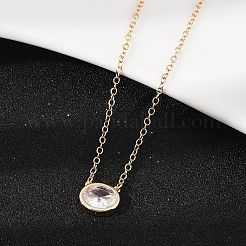 Colliers avec pendentif en laiton et zircone cubique transparent pour femmes&nbsp;NJEW-Z079-02G-02