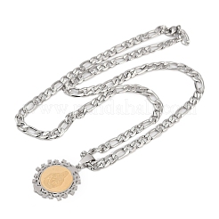 Плоские круглые подвески с узором Virgin из нержавеющей стали 201 для мужчин и женщин&nbsp;LS-NJEW-K283-20G