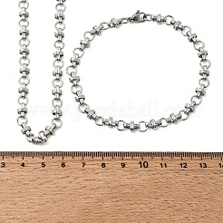 304ステンレススチールリンクチェーンブレスレット＆ネックレスジュエリーセット  カニカン付き  ステンレス鋼色  615mm&nbsp;SJEW-L199-12P