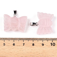 Подвески-бабочки из натурального розового кварца G-N342-01F
