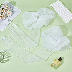 1 пара длинных кружевных перчаток из полиэстера для свадебного торжества невесты&nbsp;AJEW-ME0001-79B