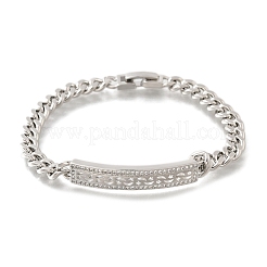 Браслеты из латунных прямоугольных звеньев с микропаве из прозрачного кубического циркония BJEW-F498-01B-P