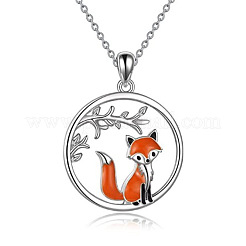 Женское ожерелье с эмалированным кольцом из нержавеющей стали 304 с подвеской в виде ветки и лисы&nbsp;FS-WG1934E-01