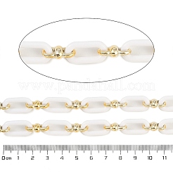 ラックメッキアクリル＆ccbプラスチックチェーン  長持ちメッキ  ホワイト  20x10.6x3mm  5 m /ロール&nbsp;CHAC-H001-01H